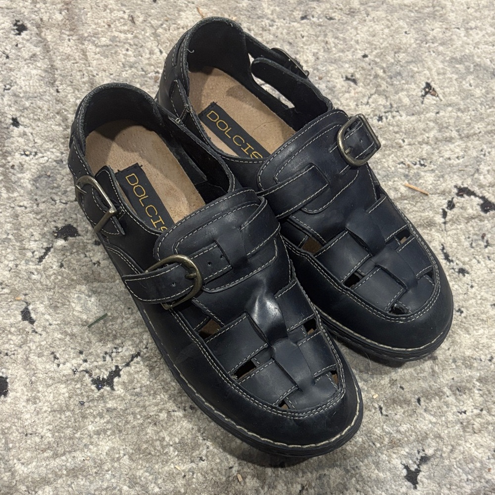 Black Buckle Sandals